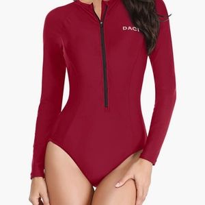 Red Long sleeve DACI one piece swimsuit